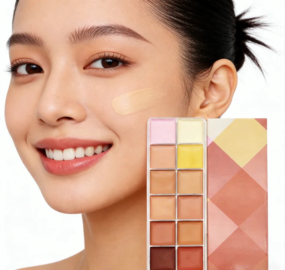Private Label 12-Color Waterproof Makeup Concealer Cream Palette Enhanced Natural Whitening Stick for Skin New Beauty Private