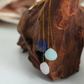 High End Multicolour Natural Stone Water Drop Shaped Pendant Necklace Simple Stainless Steel Gemstone Necklace Colliers Femmes