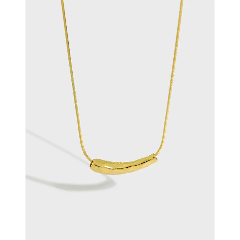 S925 Sterling Silver Jewelry Waterdrop Pendant Men Necklace Irregular Tube Fine Jewelry Necklace Snake Chain Necklaces for Women