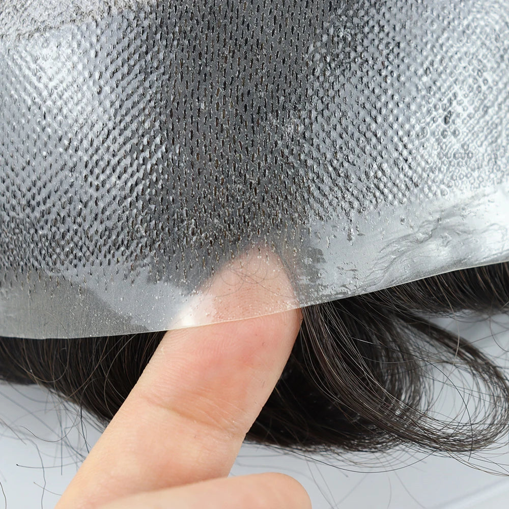 Durable Mono PU Wig Man Toupee Free Style Off Black Indian Human Hair Men's Capillary Prothesis 6x8 6x9 7x9 8x10