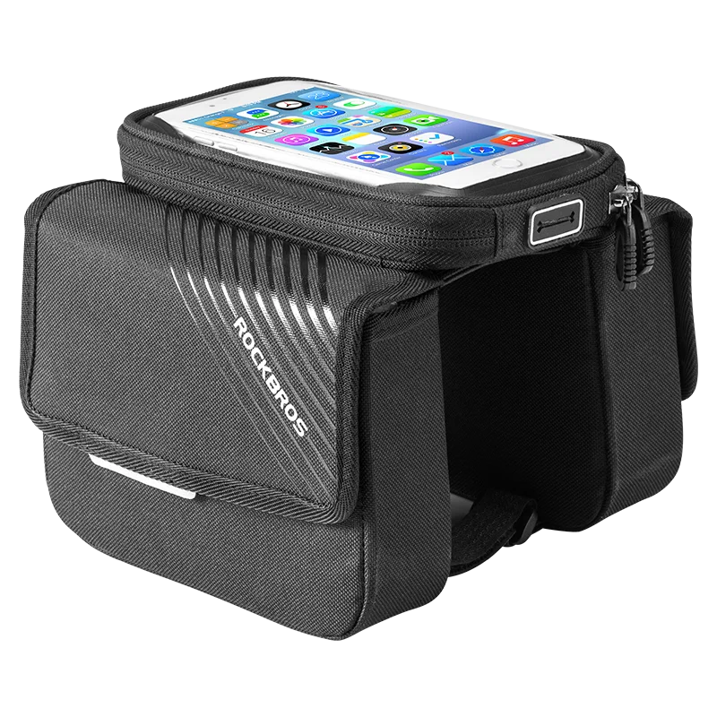 ROCKBROS Bicycle Accessory Front Frame Phone Bag Bike Top Tube Pannier Bag with Touch Screen Phone Case