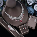 4 Pcs Super Luxury Cubic Zirconia Bridal Wedding Party Costume Nigerian Dubai Jewelry Set for Brides Accessories