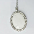 Home Decor Blank Oval Shape Sublimation Heat Transfer Memory Necklace With Glass Insert for Gifts