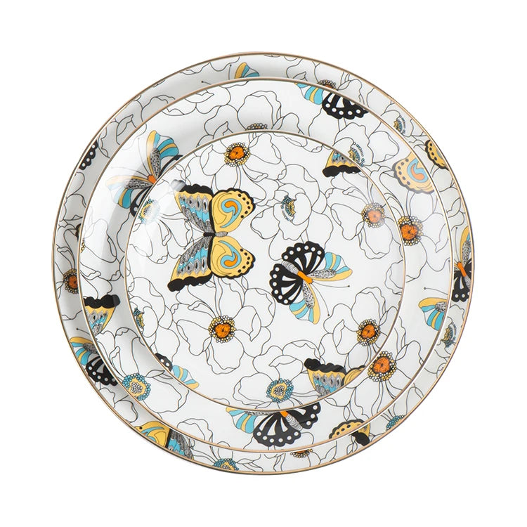 High Quality Luxury Hand Painted Gold Bone China Dinner Set for Wedding