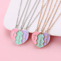 3Pcs/Set Cute Magnetic Heart Puzzle Pendant Best Friends Forever Necklace for Girls BFF Friendship Children's Jewelry Gift
