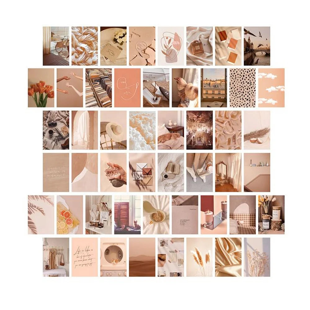 Trendy Indie Room Decor Aesthetic Beige Wall Collage Kit 50 Pcs Bundle