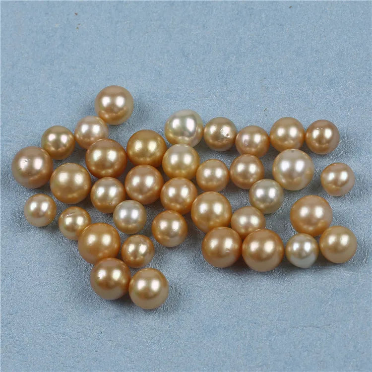 Saltwater Gold a Grade 11-12mm Round Natural Loose Beads Seawater Pearl for Sale