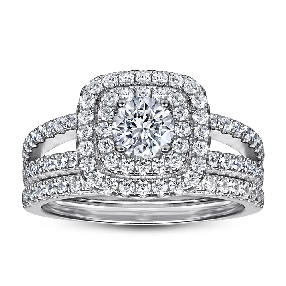 Luxury 6MM Round Brilliant Couple Ring Engagement Ring 18K Gold Plated Customized Moissanite Rings 925 Sterling Silver