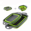 Kitchen Gadgets Folding Drain Basket Silicone 2 Pcs Space Saver Telescopic Collapsible Colander Set