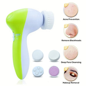 Electric 5 in 1 Multi-Function Facial Accessories Spa Brush Rotary Massage Facial Cleaning Brush Wrinkle Remover Device