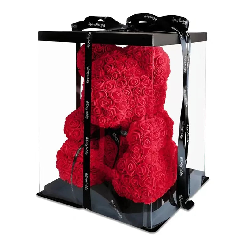 Romantic Rose Foam Teddy Bear in Sizes 25cm-70cm LED Light Source for Valentine's Day Mother's Day and Thanksgiving Gifts