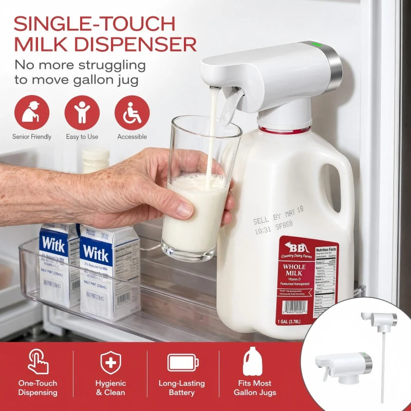 15s Fast Flow High Suction One Touch Operation Portable Electric Beverage Pump with Detachable Hose for Milk Juice Breakfast