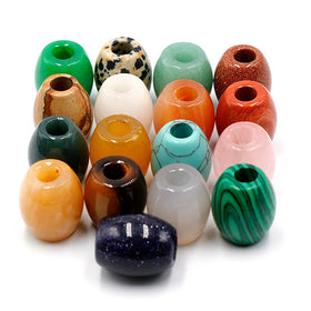 16x18mm Tube Large Hole Natural Stone Faceted Beads for Jewelry Making Barrel Shape DIY Necklace Accessories