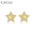 CZCITY 925 Zircon Cz Stud Silver Ear Piercing Fancy Party Girl Fashion Trend Christmas Jewelry Star Earring Gold Plated