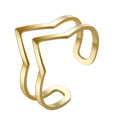 Myshape New Simple Geometric Double V Shape Ring Women Stainless Steel Minimalist Open Finger Rings 2022 Fashion Jewelry Gift