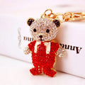 Fashion Teddy Bear Keychain Cute Design Key Chains Bag Charm Pendant Diamond Bear Keyring Bling Crystal Rhinestone Bear Keychain