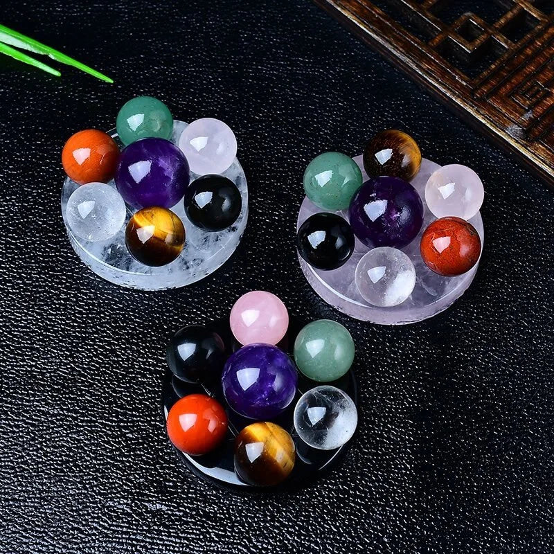 Natural Crystal Ball Seven Star Array for Living Room Entrance Hall Desk and Other Home Decoration