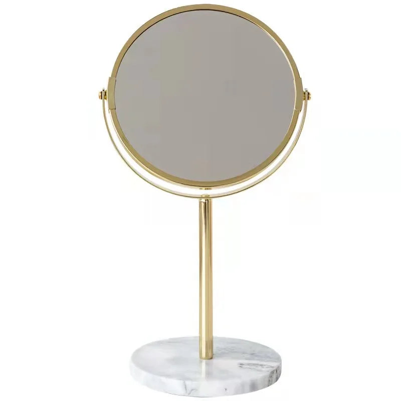 Nordic Gold Mirrors With Marble Base Makeup Mirror for Table Decoration