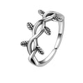 Plain Silver Black Oxidized Mood Jewelry 925 Silver Statement Leaf Ring Sterling Silver