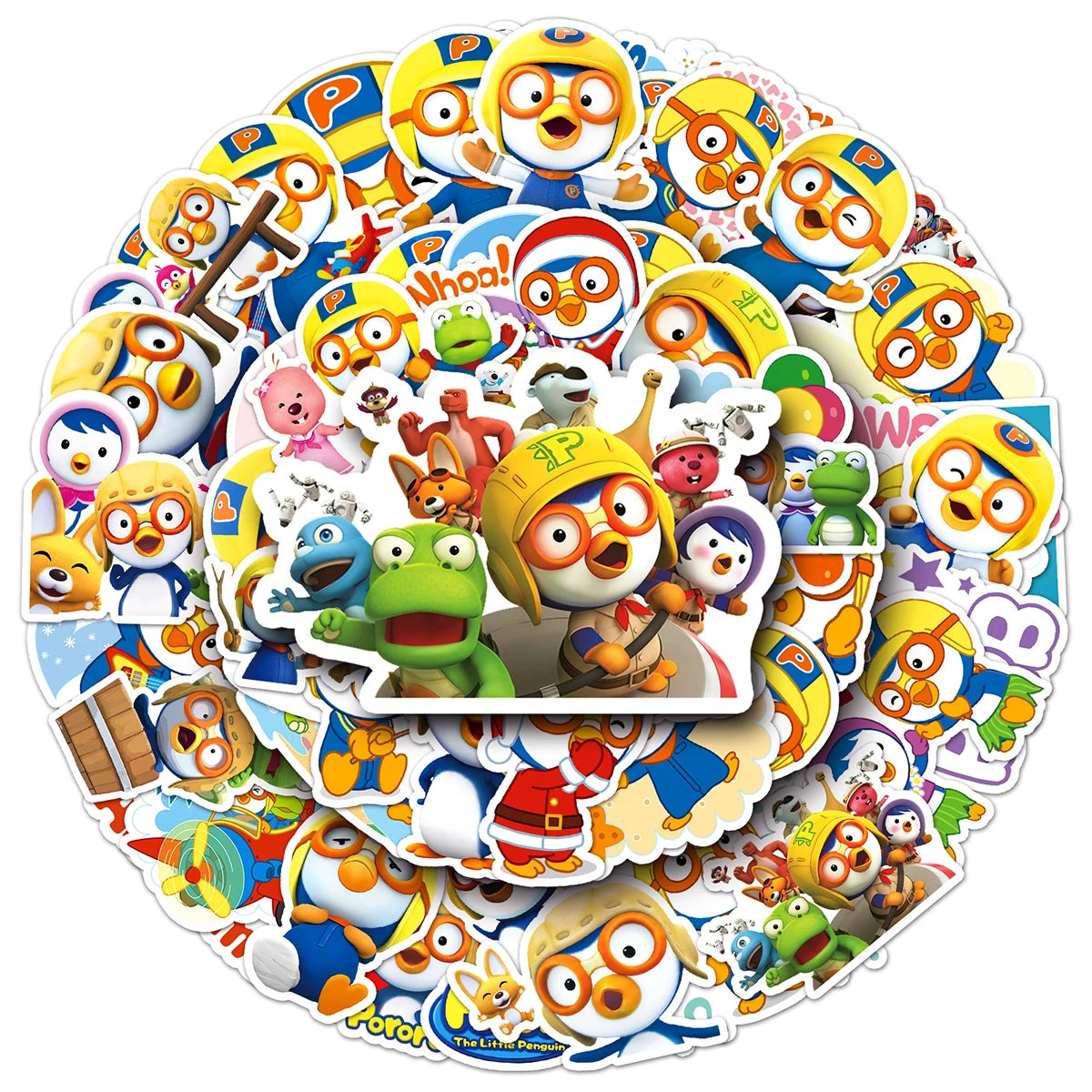 50PCS Factory Hot Diary Stickers Cartoon Children Fun Decoration Uv Personality Printed Pororo Stickers