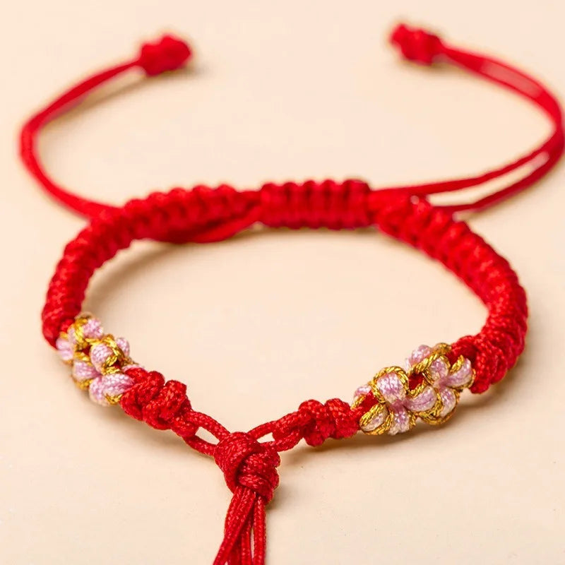Fashion Diy Adjustable Red String Thread Cord Rope Good Luck Flower Peach Multi Braided Bracelet Kit Custom Available
