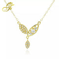 Chinese Original FuLong TRENDY&Romantic Simple Fashionable 18K Gold Zircon Link Chain Necklace for Weddings Engagements Party
