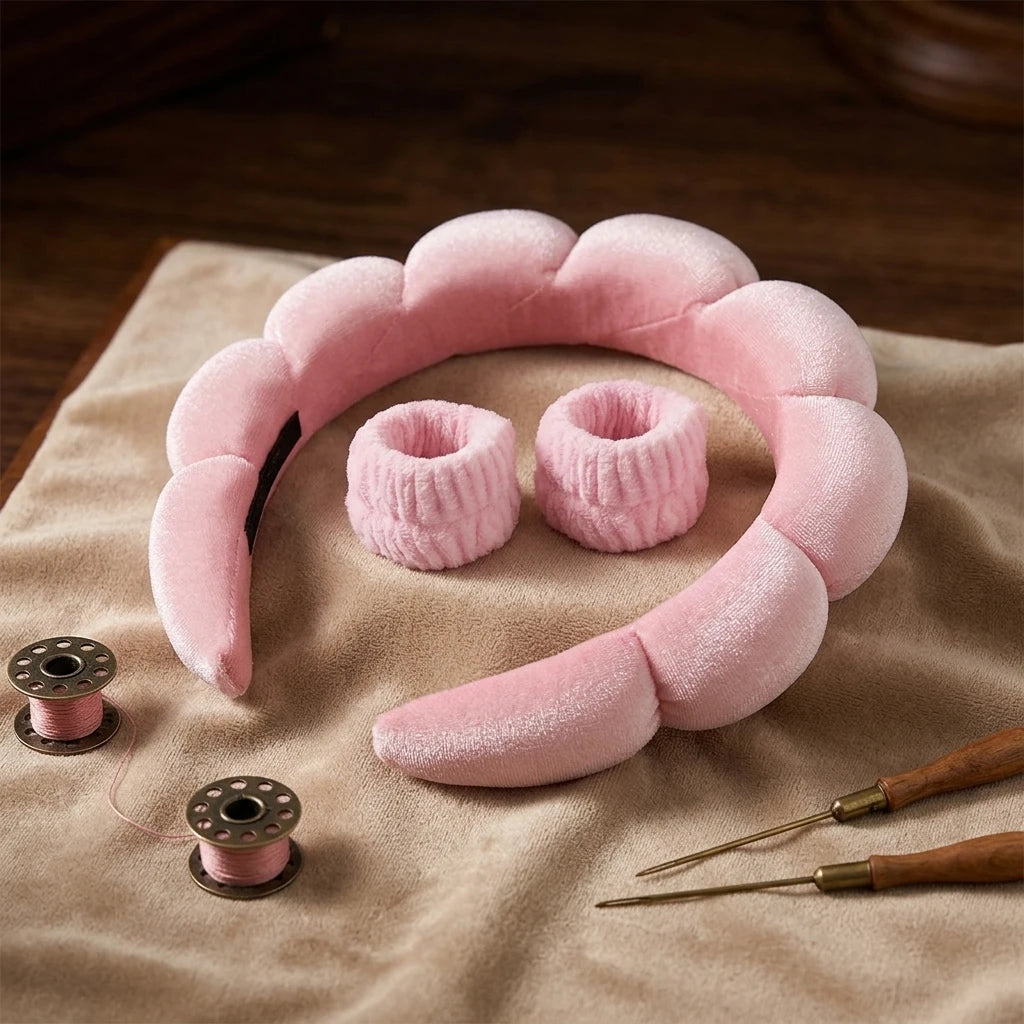 3pcs Spa Sponge Terry Towel Cloth Hair Band Headband Wristband Sets for Washing Face Makeup Headbands for Women Girls