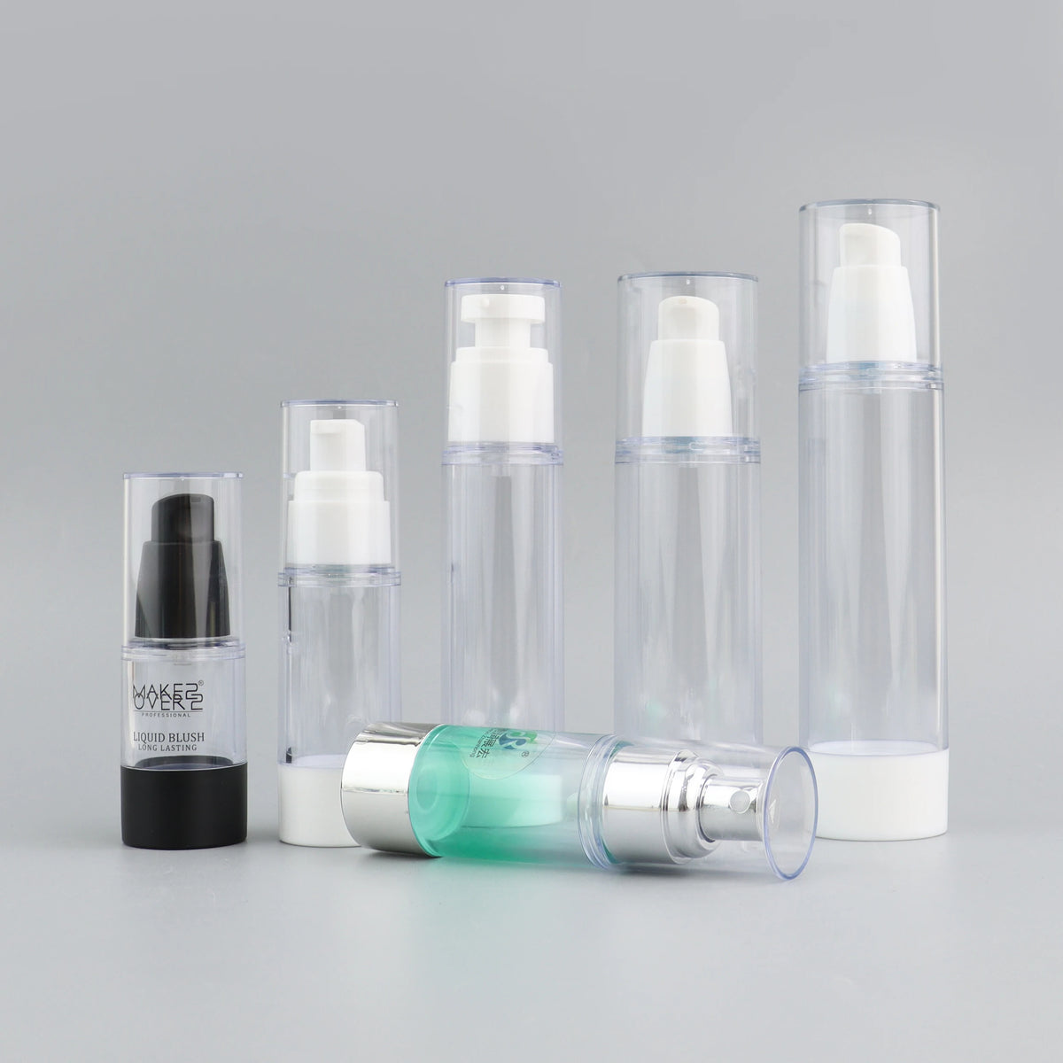 Travel Set Airless Pump Bottle Portable Refillable 15ml 30ml 50ml 80ml 100ml 120ml Plastic Lotion Bottle Customized Color