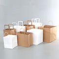 Custom Recyclable Bakery Brown Paper Bags Square Bottom Food Shopping With Logo Gift Paper Bag With Handles