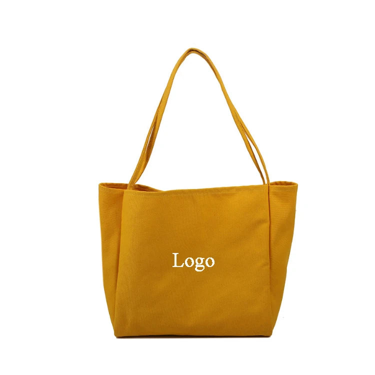 Wholesale Women's Stylish Canvas Shoulder Tote Bag Zipper Closure Custom Logo Printed Reusable Eco-Friendly Portable Durable