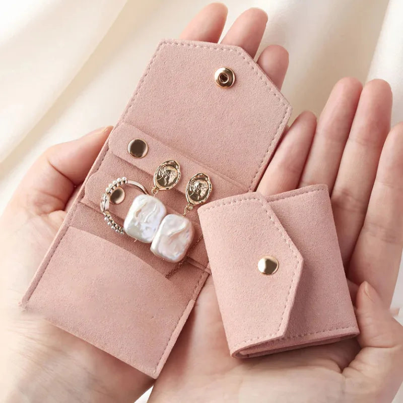 1.4mm Thick Microfiber Customized Multifunctional Jewelry Storage Mini Portable Folding Bag Earrings Necklace Ring Roll Bags