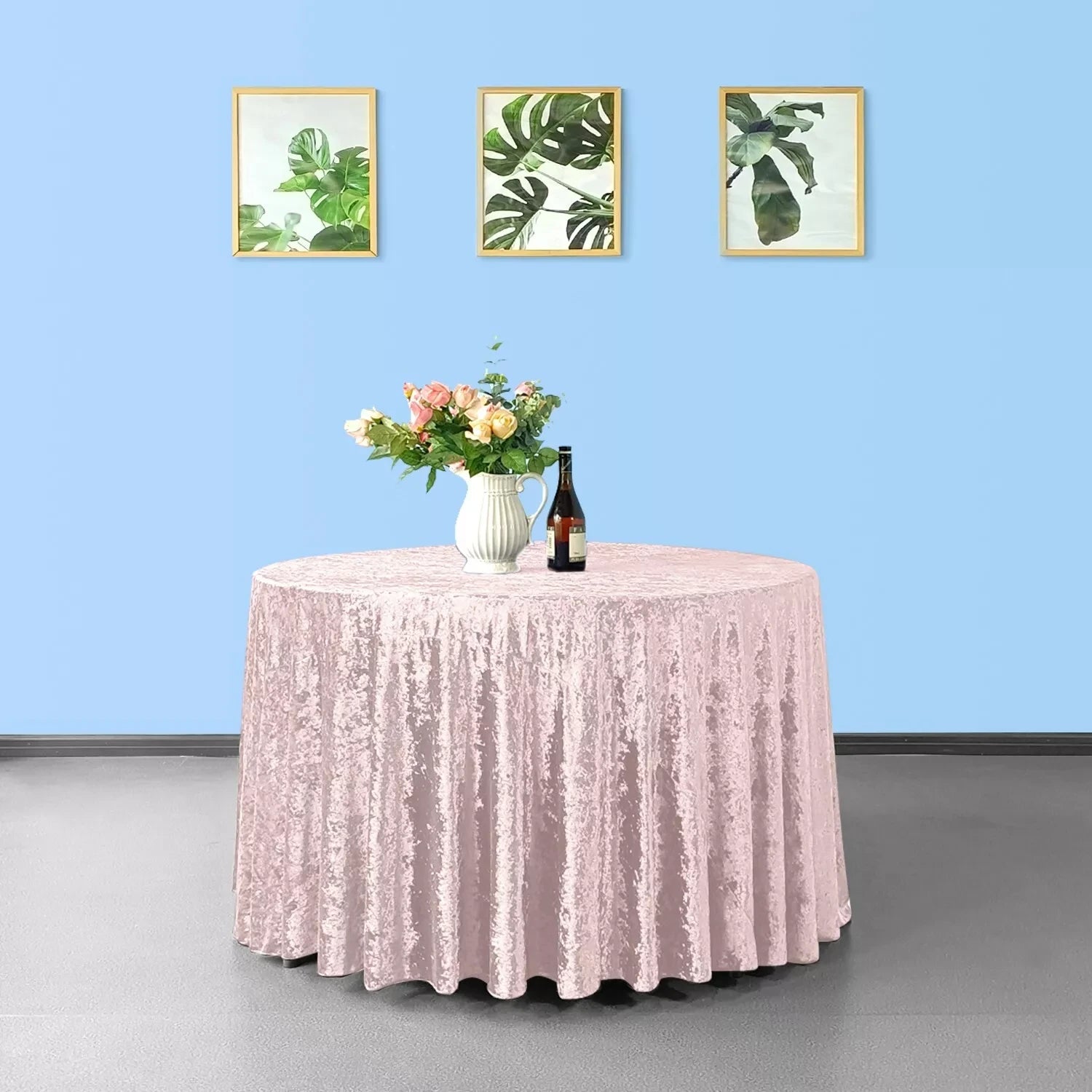 Hot Sell 120 Inch Round Table Cover Banquet Party Outdoors Wedding Pink Velvet Tablecloth Table Cloths for Events