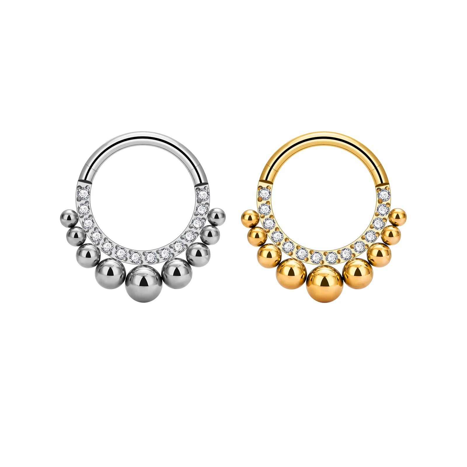 G23 Titanium 16G Piercing Ring Arab Style Ball CZ Luxury Style Fashion Earrings Hinged Segment Rings Clickers Pierc Jewelry