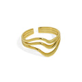 HJZ660 S925 Sterling Silver Triple Wave Fashion Thumb Ring for Womens Sterling Silver Triple Band Wave Ring