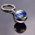 Wholesale Double-Sided Glass Ball Moon Keychain Round Solar System Metal Pendant Alloy Galaxy Nebula Earth Mars Saturn Shape