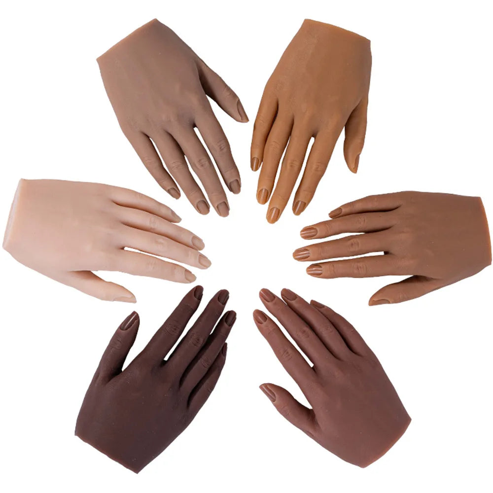 Silicone Hand for Nails Manicure Training Finger Trainer False Nail Practice Hand