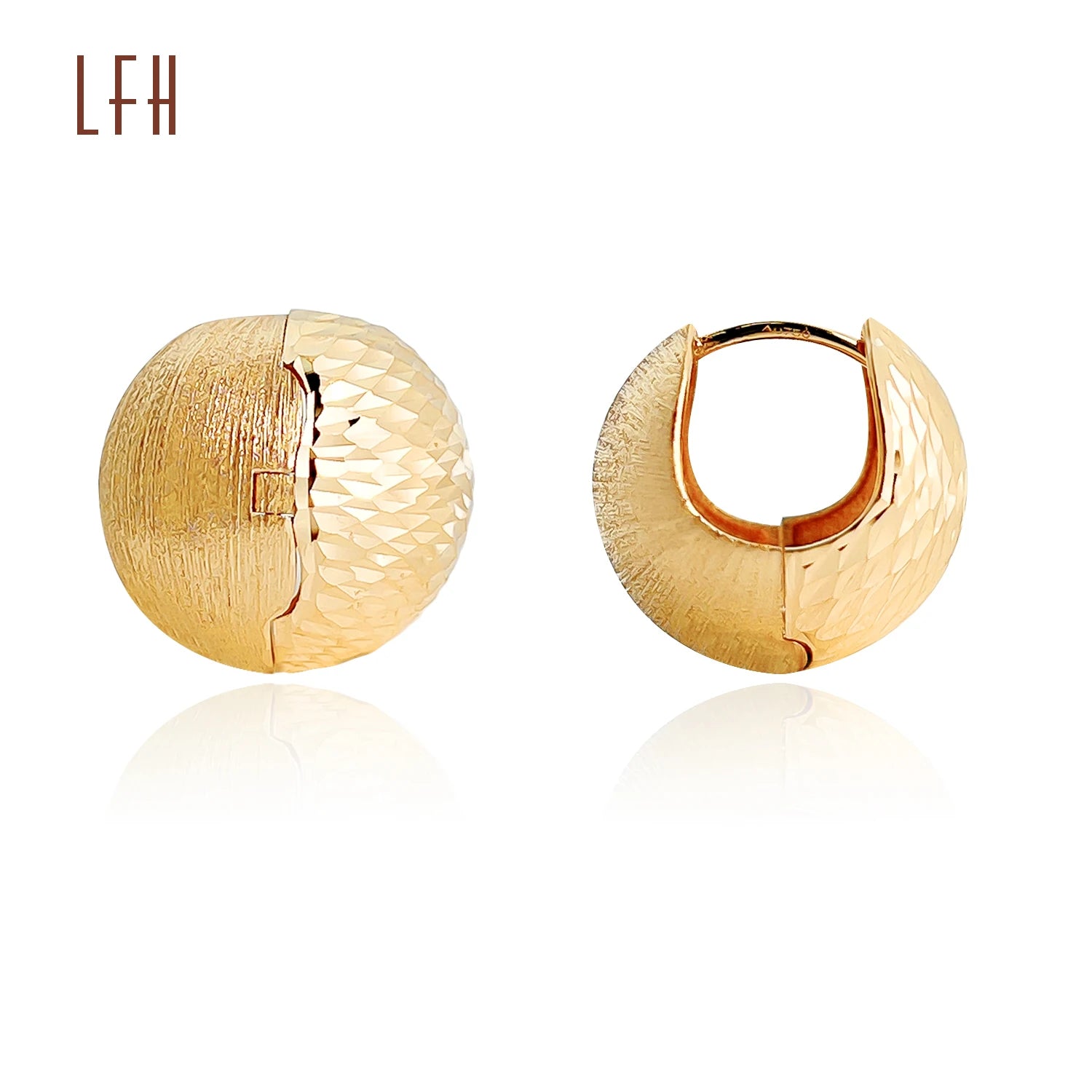 LFH Personality 18k Real Gold Hoop Earring Minimalist Glossy C-Shaped Jewelry Earring 18k Real Gold Earrings
