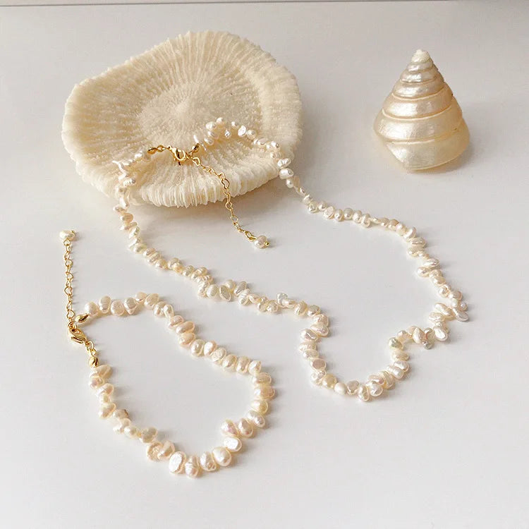 Irregular Natural Freshwater Pearl Rice Beads Beaded Necklace Elegant Retro Women's Jewelry Necklace