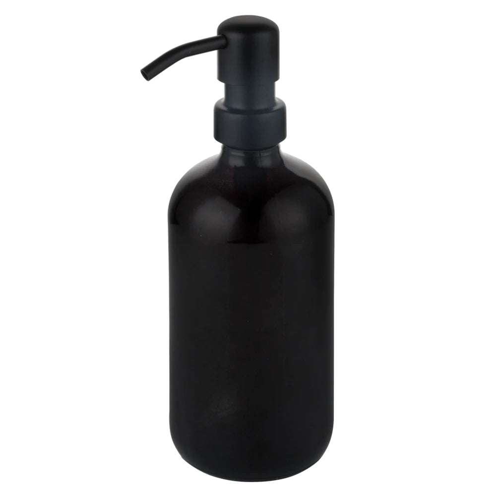Longan Classic Matte Black White Amber Glass Glass Bottle With Stainless Steel Metal Pump Head 28/410