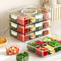 Kitchen Clear Sealed Portable Plastic Spice Container Snack Storage Snackle Divided Serving Veggie Tray Box With Lid and Handle