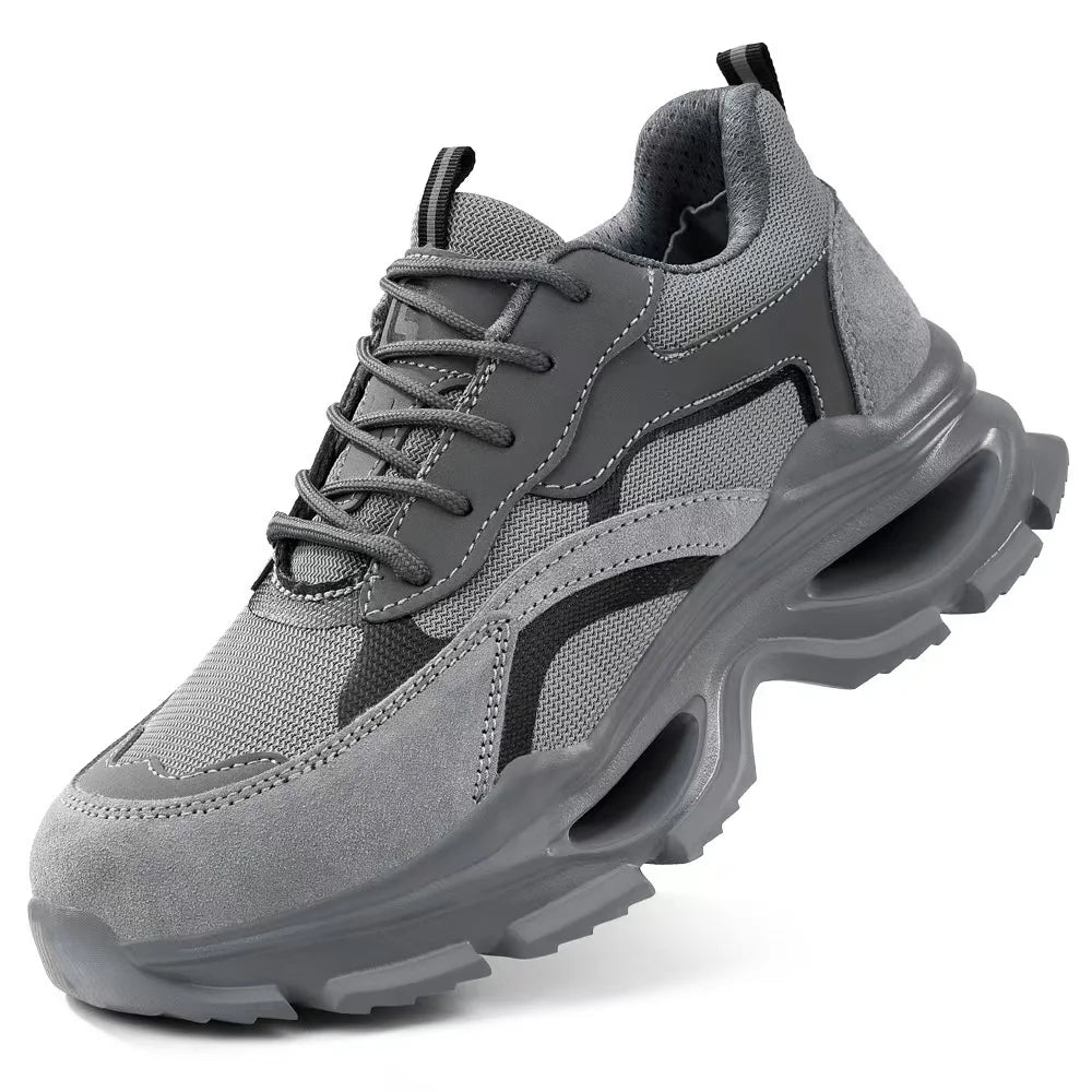 Unisex Microfiber Upper Modern Safety Shoes Light EVA Sole Steel Toe Anti-puncture Midsole for Summer/Spring/Autumn/Winter