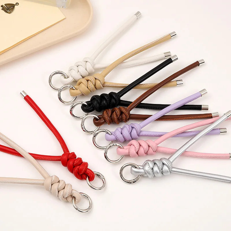 New Fashion Multi-Function PU Leather Keychain DIY Rope Knot Mobile Phone Pendant and Car Keys for Stylish Car Owners