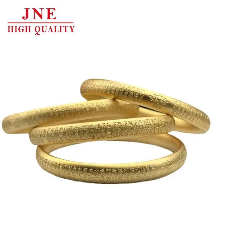 Vietnam Gold Ancient Inheritance Lotus Hannya Shingyo External Engraving Text Solid Frosted Simple Bracelet Live Supply