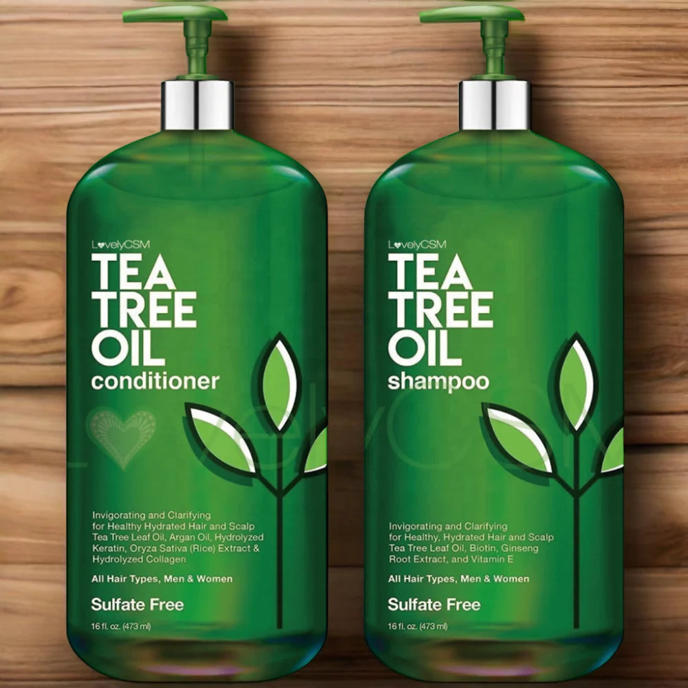 OEM Anti Hair Loss Treatment Clear Aloe Peppermint Natural Organic Hair Salon Green Tea Tree Oil Control Shampoo and Conditioner