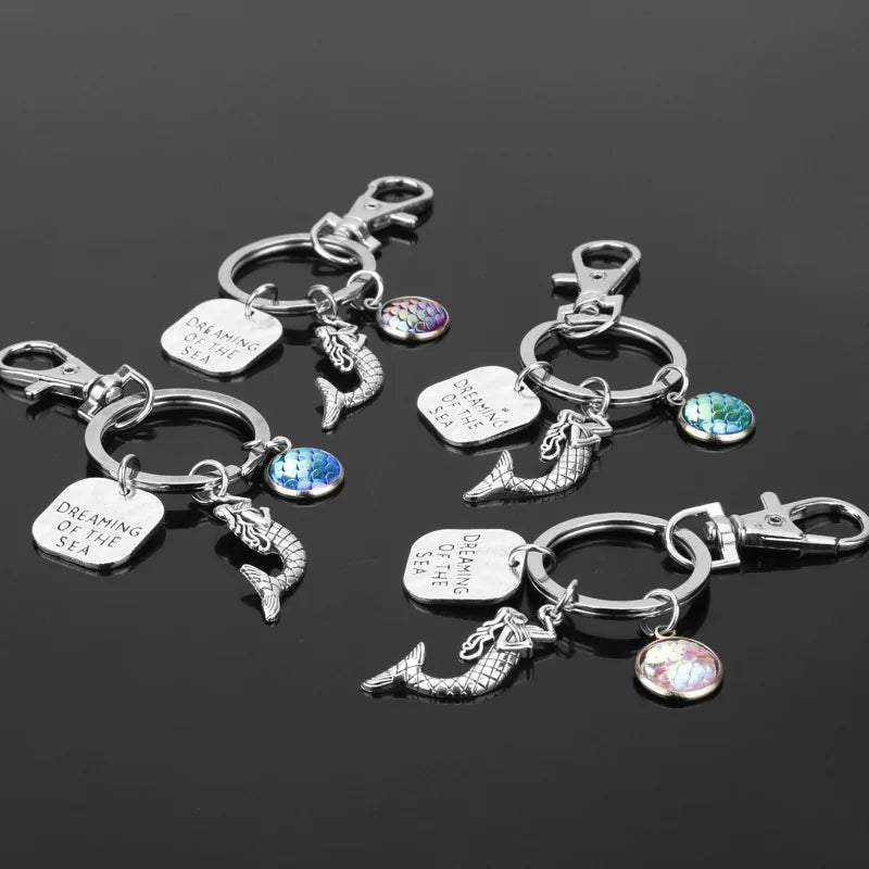 Manufacturer Ocean Dreaming of the Sea Turtle Mermaid Shell Starfish Sea Horse Octopus Pearl Pendant Bag Car Key Ring Key Chain