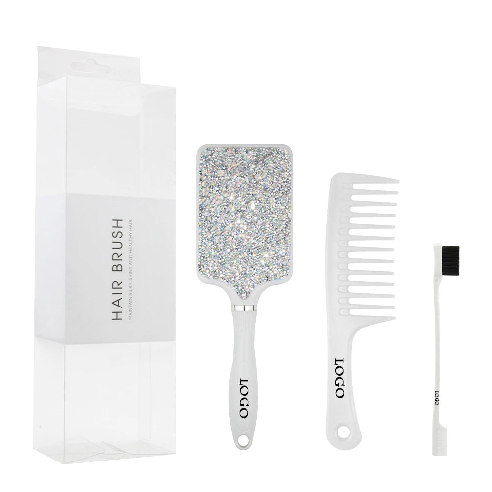 Masterlee Luxury Diamond Massage Comb White Tooth Comb Edge Brushes for Perfect Comb Set