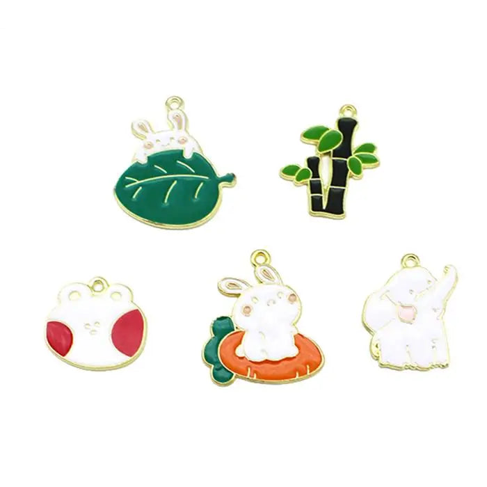 Animal paradise DIY alloy jewelry accessories Cartoon cute carrot rabbit animal Elephant Pendant Bamboo leaf Bear Pendant