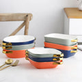 Nordic Double Ear Ceramic Creative Golden Border Cheese Salad Microwave Oven Bowl Baking Tray Plate MegaBDM