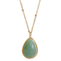 Duyizhao 18K Gold Plated Stainless Steel Green and Purple Natural Stone Necklace Oval Pendant Necklace in Stocks