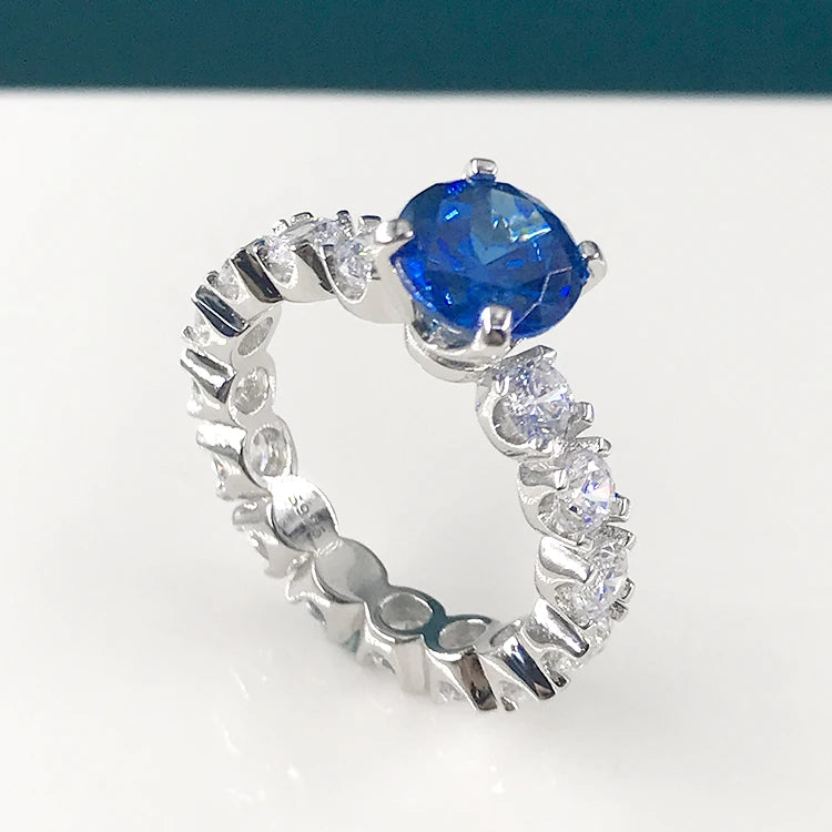 Fine Couple Ring CZ Sapphire Diamond Cutting Fashion S925 Silver Ring Beautiful Zircon Ring